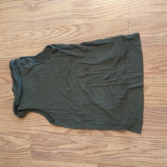 Lou & Grey olive green cowl-neck sleeveless sweater high-low hem women's size M - Picture 4 of 5